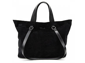 Сумка-шоппер жіноча досить велика та містка з натуральної замші з двома розмірами ручок