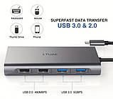 Хаб USB-C 11-в-1, 4K подвійний дисплей, для ноутбуків/планшетів, фото 2