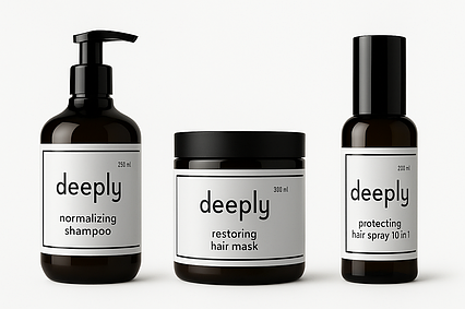 Набір для жирної шкіри голови та пошкодженого волосся deeply 3в1 (шампунь + маска + спрей 10 в 1)