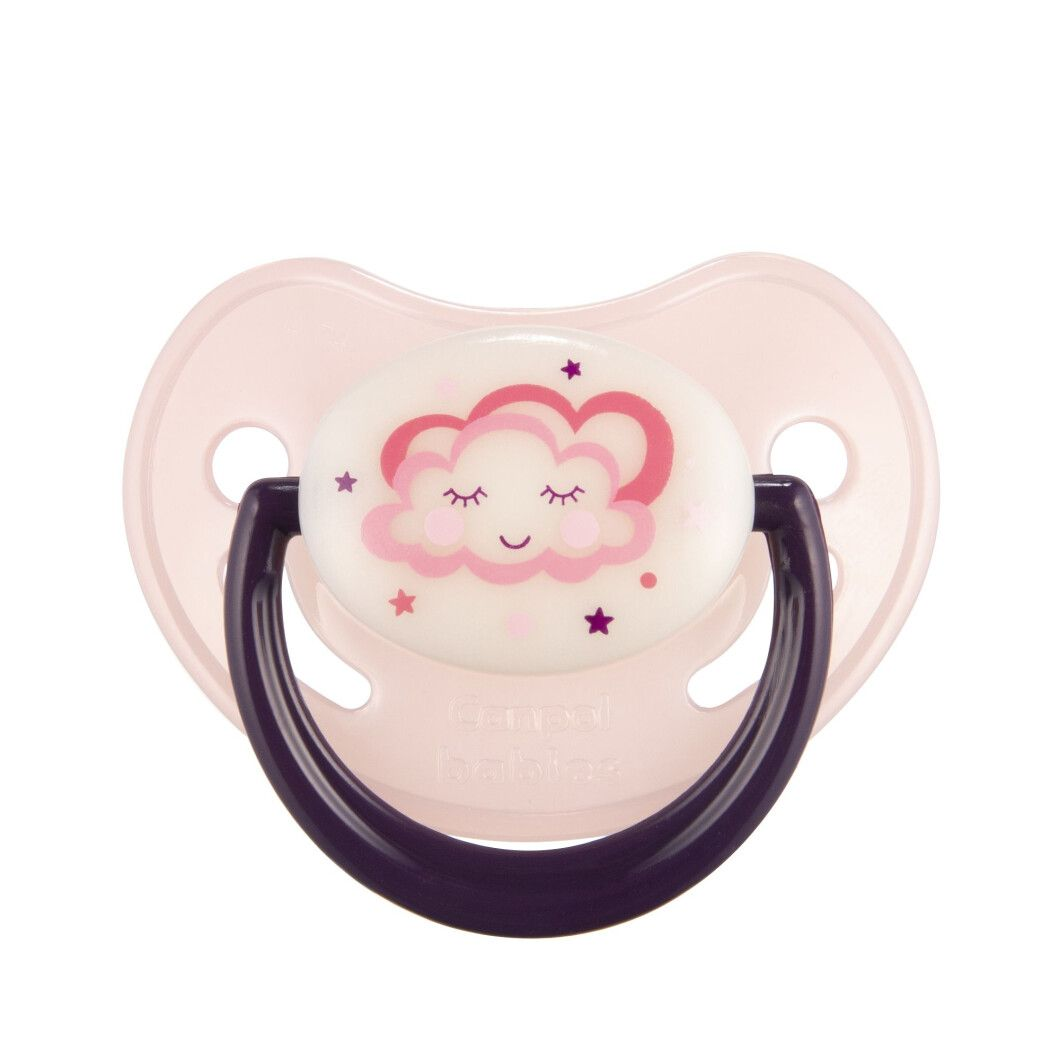 Пустушка Canpol babies силіконова анатомічна 0-6 міс Night dreams GLOW (світиться в темряві), рожева, фото 1