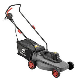 Газонокосарка електрична 1.8 кВт, 230 В~50 Гц, 3000 об/хв, ширина захвату 400 мм, висота зрізу 25-75 мм, контейнер 35 літрів INTER