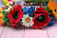 Вінок на голову / віночок для волосся з українськими квітами і стрічками 882 об, фото 2