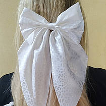 Шпилька бант на крокодильчику "Білий тигр" 30 см.