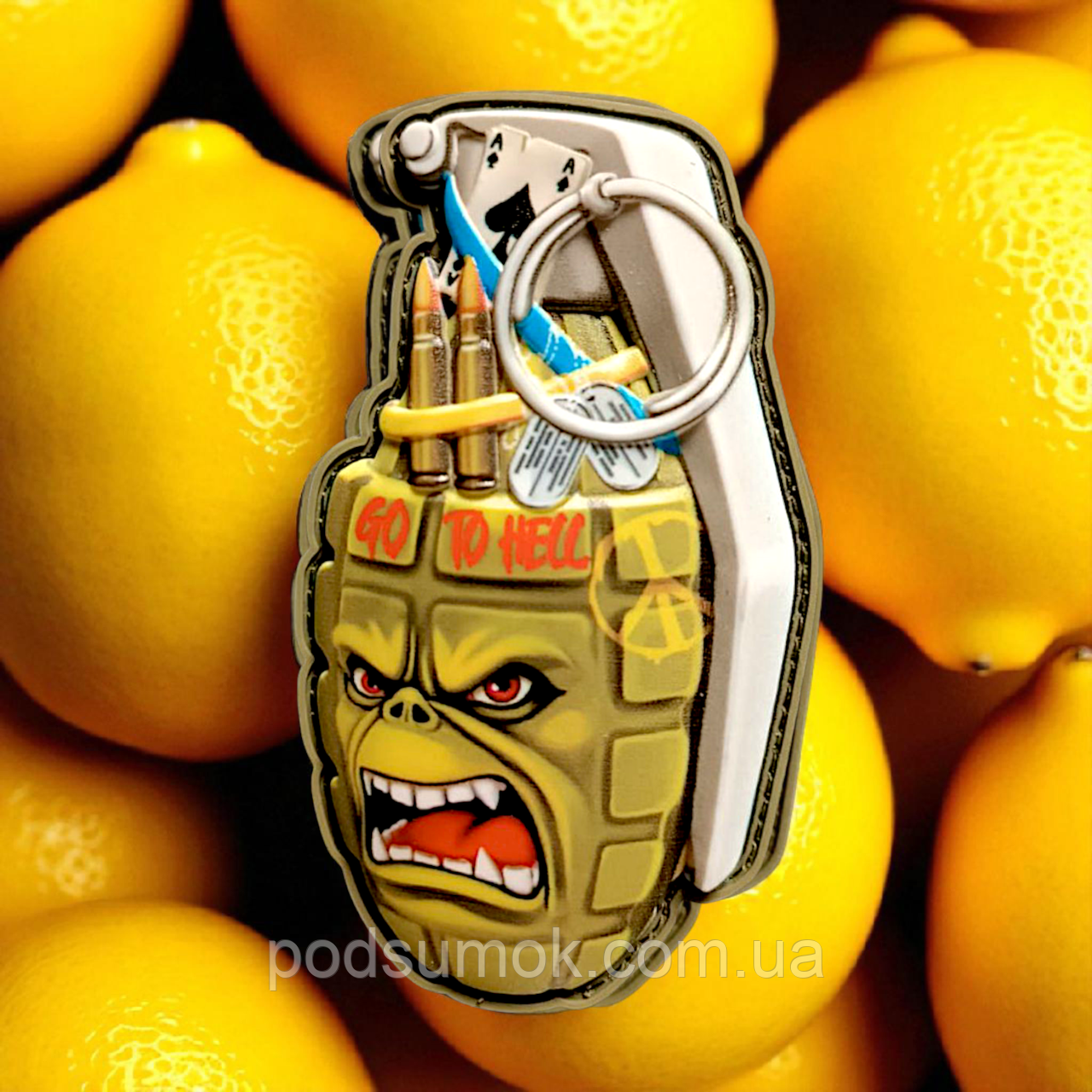 Шеврон ПВХ 3D РУЧНА ГРАНАТА на липучці для велкро патч гумовий, фото 1