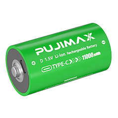 Акумулятор батарейка Тип D (R20, 373, LR20, L20) Pujimax з USB Type-C, 11000mWh