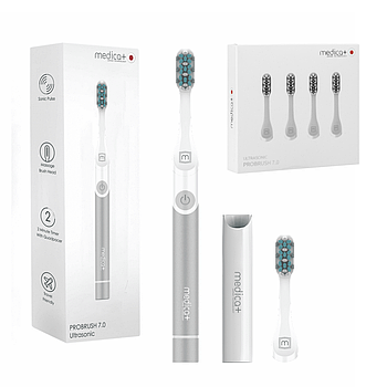 Звукова зубна щітка MEDICA+ ProBrush 7.0 Compact Silver + Насадки (4 шт)