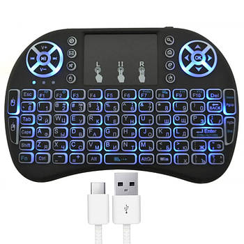 Бездротова клавіатура з тачпадом, RGB, MWK08-i8 / Клавіатура з підсвіткою / Портативна міні клавіатура