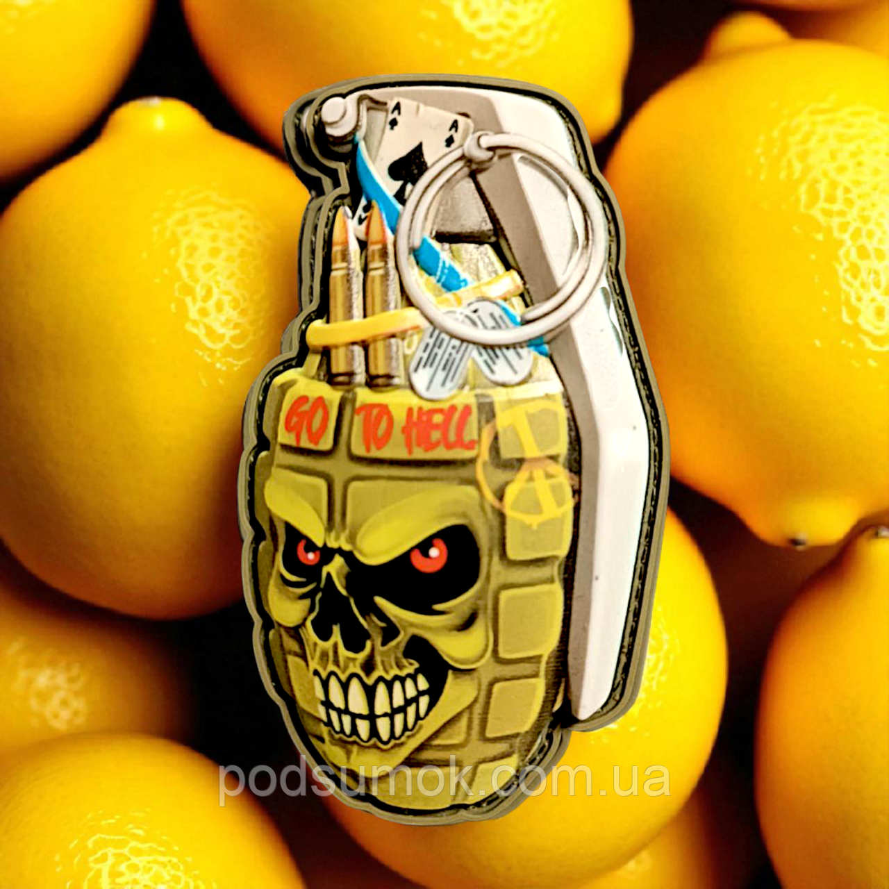 Шеврон ПВХ 3D РУЧНА ГРАНАТА 2 на липучці для велкро патч гумовий, фото 1