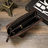 Гаманець чоловічий шкіряний Crazy Horse Клатч портмоне з натуральної шкіри Коричневий, фото 6