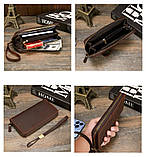 Гаманець чоловічий шкіряний Crazy Horse Клатч портмоне з натуральної шкіри Коричневий, фото 9