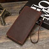 Гаманець чоловічий шкіряний Crazy Horse Клатч портмоне з натуральної шкіри Коричневий, фото 2