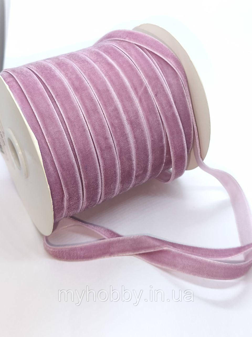 Стрічка велюр 1см баклажановий -1м, фото 1
