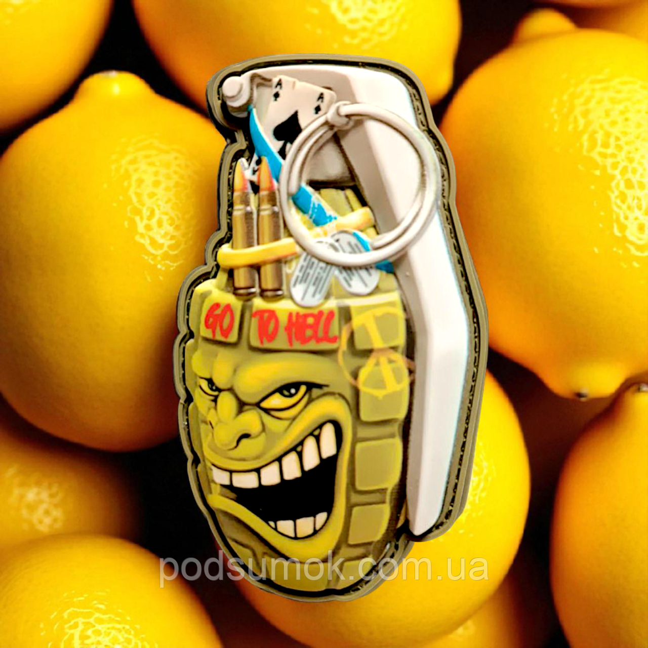 Шеврон ПВХ 3D РУЧНА ГРАНАТА 5 на липучці для велкро патч гумовий, фото 1