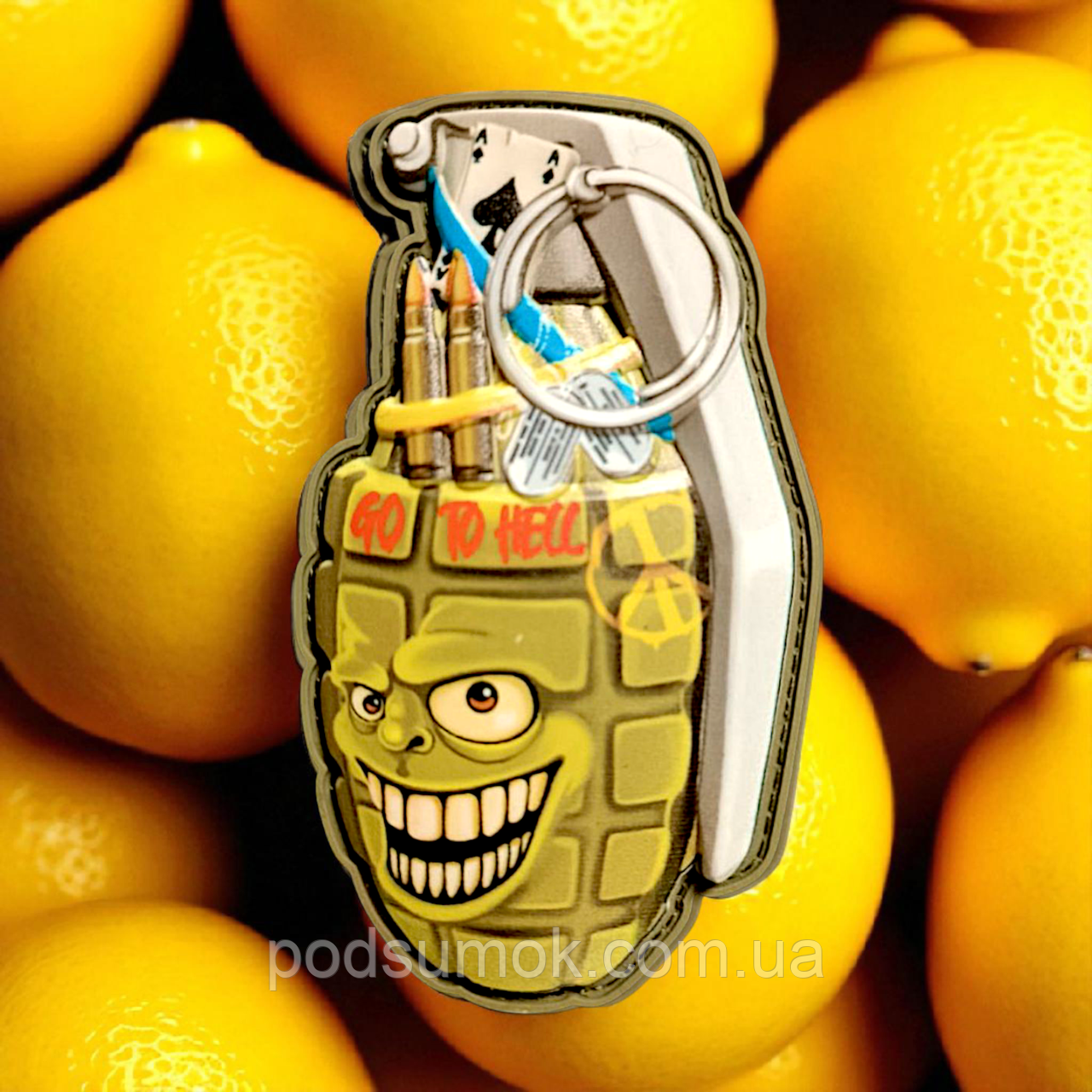 Шеврон ПВХ 3D РУЧНА ГРАНАТА 7 на липучці для велкро патч гумовий, фото 1