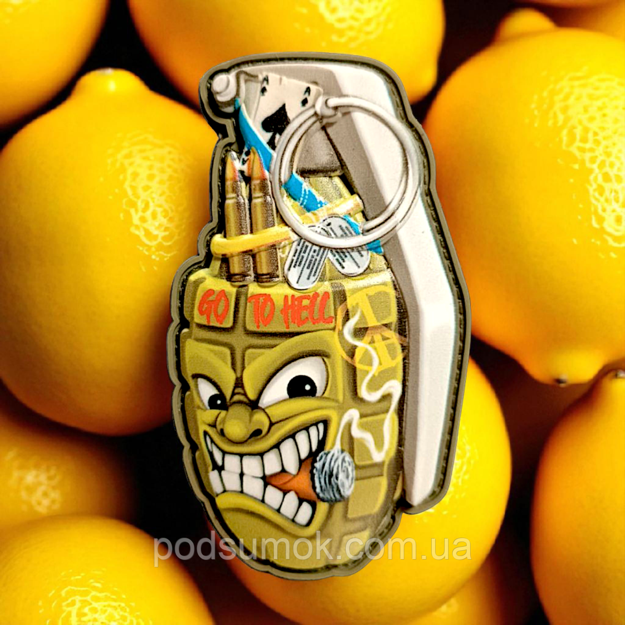 Шеврон ПВХ 3D РУЧНА ГРАНАТА 8 на липучці для велкро патч гумовий, фото 1