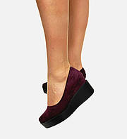 Жіночі замшеві туфлі на танкетці платформі розмір 39 40