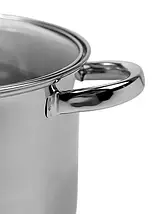 Каструля висока 4,5 л. з неіржавкої сталі Kamille KM 5401 зі скляною кришкою, фото 2