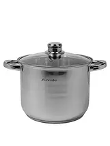 Каструля висока 4,5 л. з неіржавкої сталі Kamille KM 5401 зі скляною кришкою, фото 3