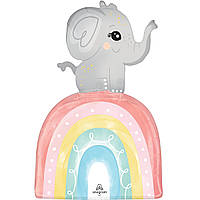 Фольгована кулька фігура "Слоник на веселці" кольорова Anagram 53х76 см (1шт)