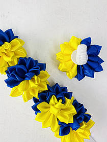 Бантик патріотичний з волошками ЦІНА ЗА 1 ШТ. (0108-379)