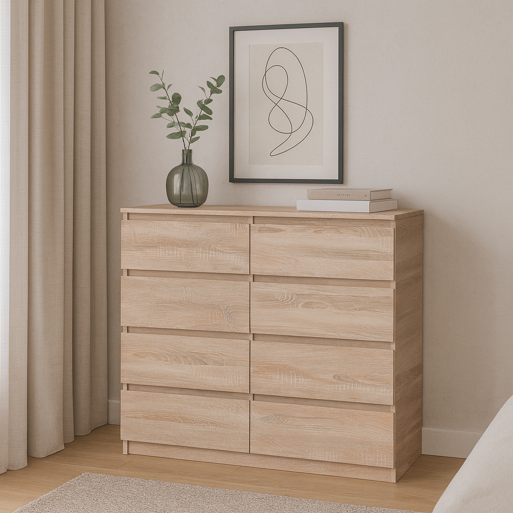 Великий комод 130 см ×38 см × 95 см Мастер Форм Брайт — стильний комод з 8 висувними ящиками, фото 1