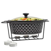 Марміт керамічний Kamille круглий 3,5 л із підставкою KM-6427