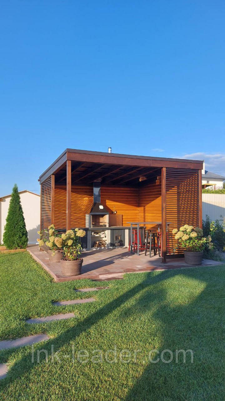 Велика дерев'яна альтанка 4.15х4 м для компанії до 16 осіб, фото 1