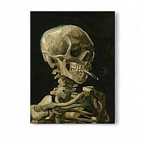 Картина Череп з цигаркою Репродукція Ван Гога Друк на полотні Стильний декор в інтер'єр 60х46см, фото 2