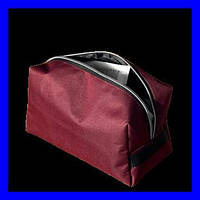 Косметичка бордовая вместительная 26х14х12 см для хранения в поездках дома в машине с молнией SH1