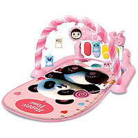 Дитячий розвиваючий килимок із піаніно дугою і ростоміром Панда Рожевий