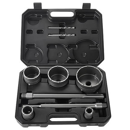 Набір коронок по бетону 9 шт. sds+/sds max. 30-100mm KD12640, фото 1