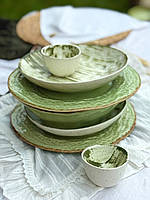 Комплект МІКС 21 Фісташка Коричневий Лофт і MOSS на 2 персони