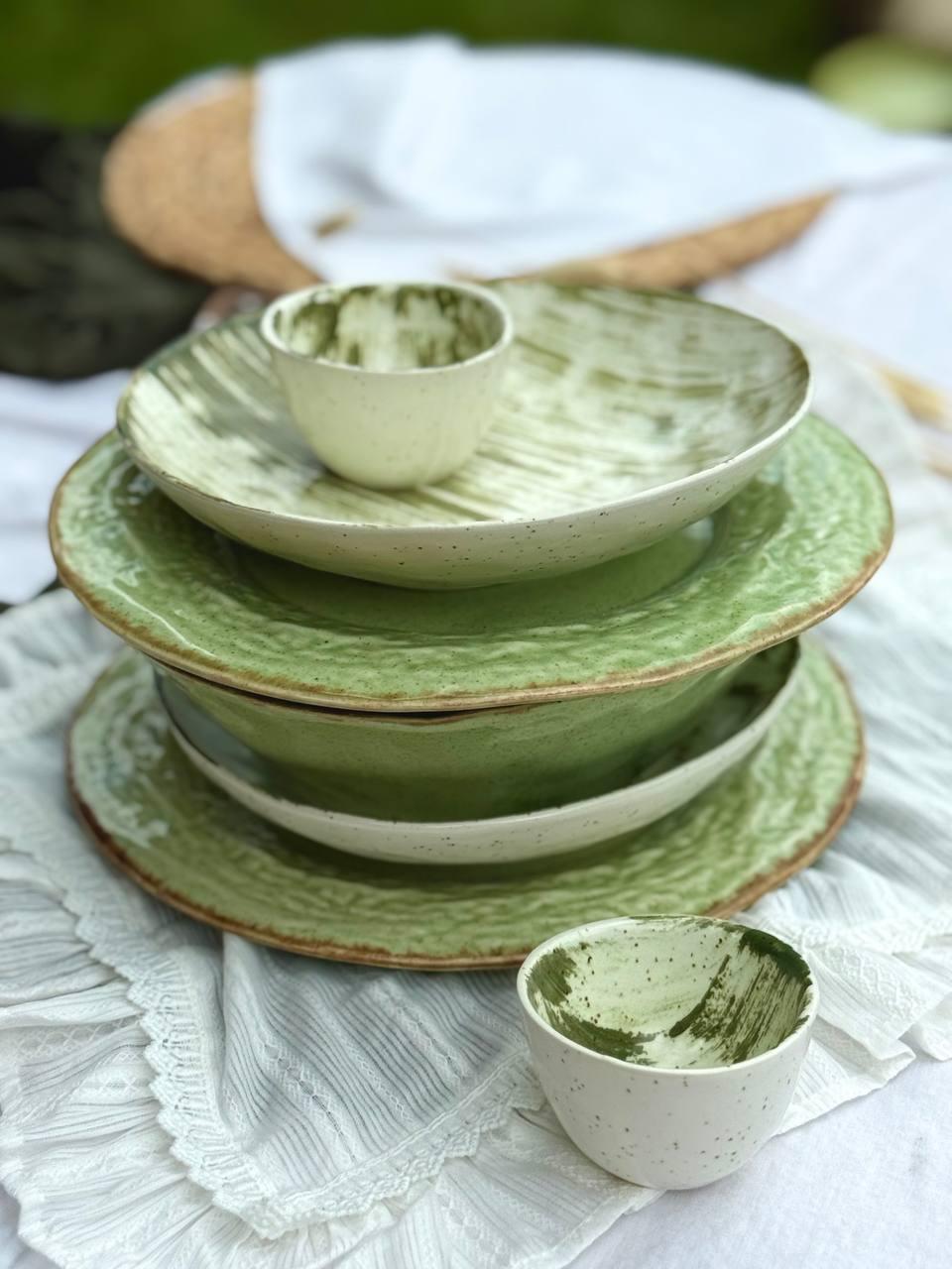 Комплект МІКС 21 Фісташка Коричневий Лофт і MOSS на 2 персони, фото 1