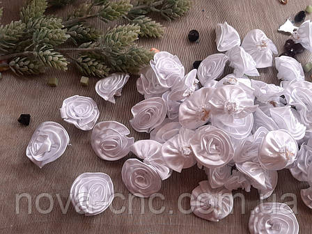 Атласні квіти білий 50 мм, фото 1