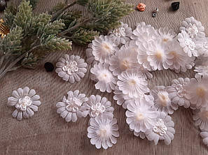 Тканеві квіти білий 40 мм, фото 1