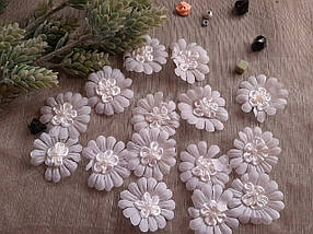 Тканеві квіти білий 40 мм, фото 2