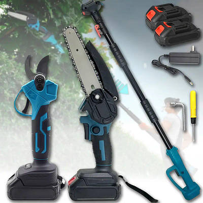 Набір акумуляторного інструменту 3 в 1 | Секатор | Ланцюгова пила 6 | Телескопічний подовжувач 2 м