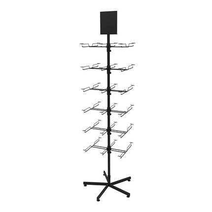 Торгова стійка під пакети з гачками, чорна, фото 1