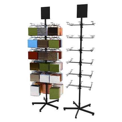 Торгова стійка під пакети з гачками, чорна, фото 3