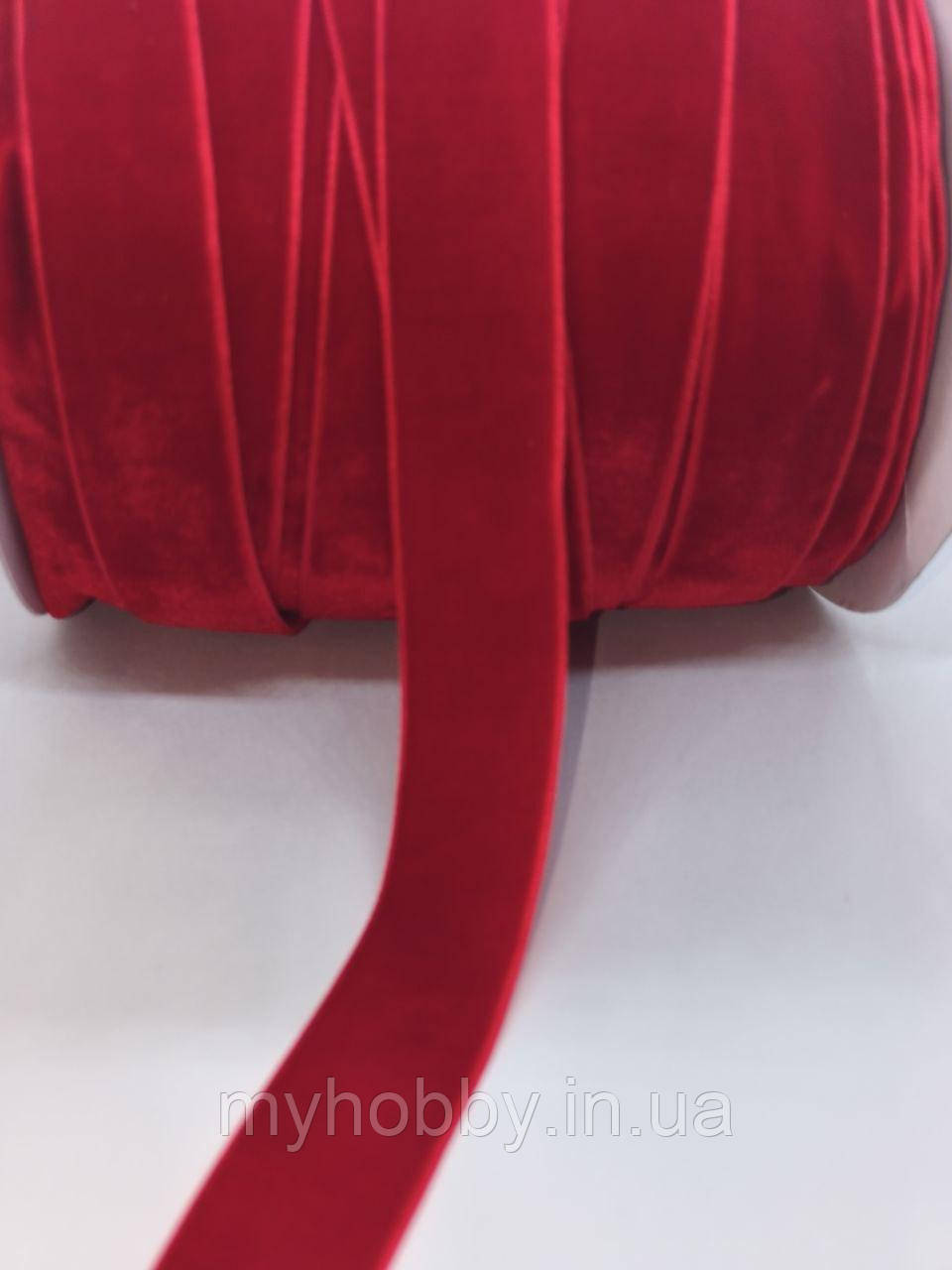 Стрічка велюр 2,5см червона -1м, фото 1
