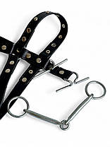 Вуздечка для коня західного типу Horse Stall шкіряна прикрашена. Вуздечка-кантер для коней з трензелем., фото 5