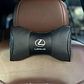 Подушка на підголовник в авто з логотипом Lexus чорна 1 шт