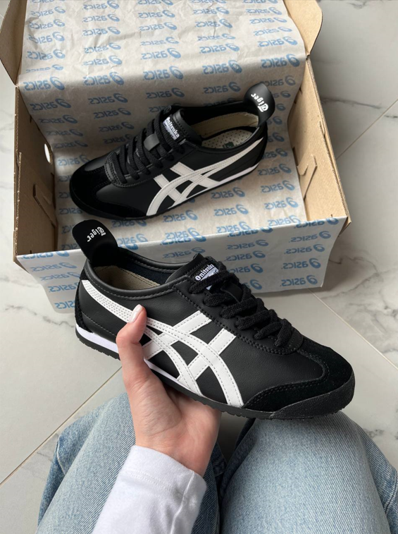 Чоловічі жіночі кросівки Asics Onitsuka Tiger Mexico 66 Black White (Асікс чорно-білі) шкіряні кеди розміри 37 - 45, фото 1