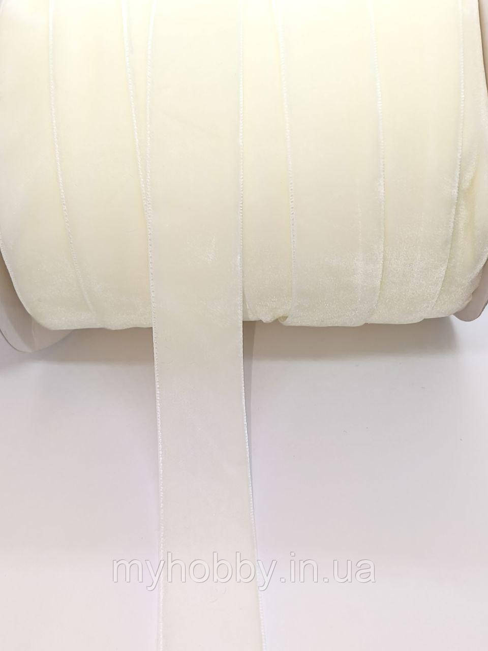 Стрічка велюр 2,5см айворі -1м, фото 1