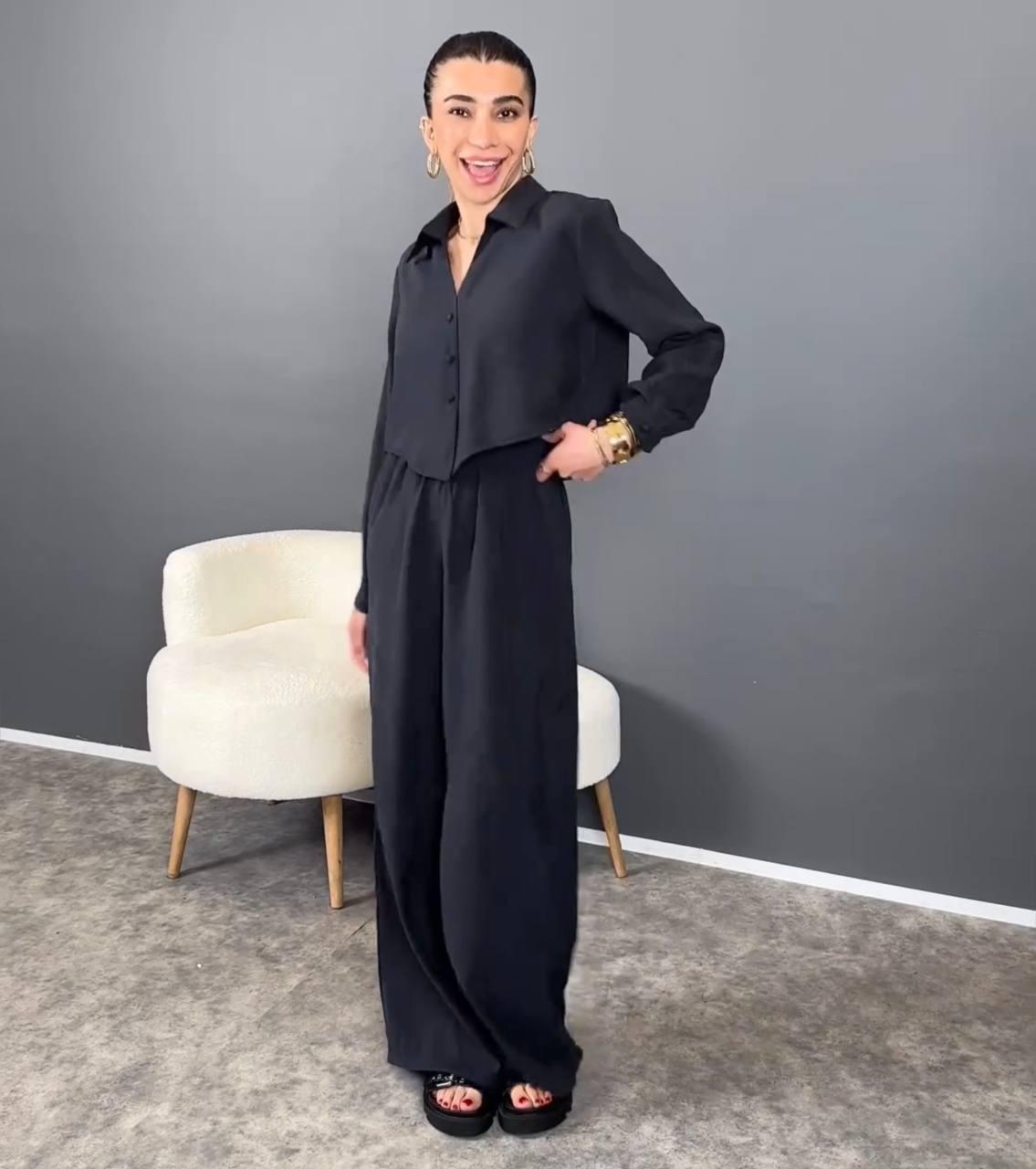 Жіночий костюм із жатки 42-44, 46-48 чорний, фото 1