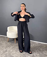 Жіночий костюм із жатки 42-44, 46-48 чорний, фото 2