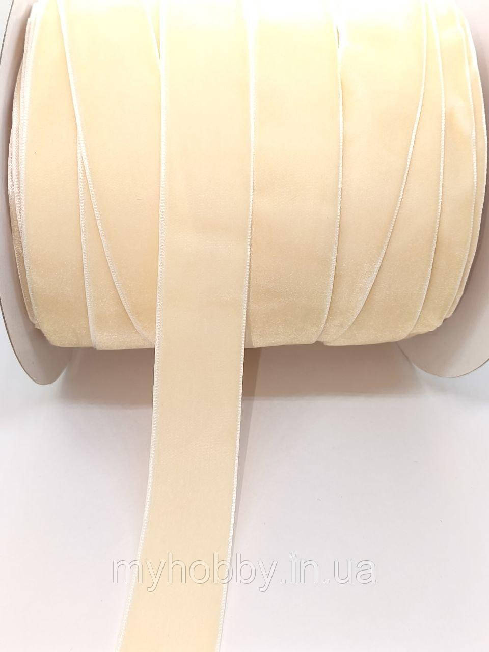Стрічка велюр 2,5см молочна -1м, фото 1