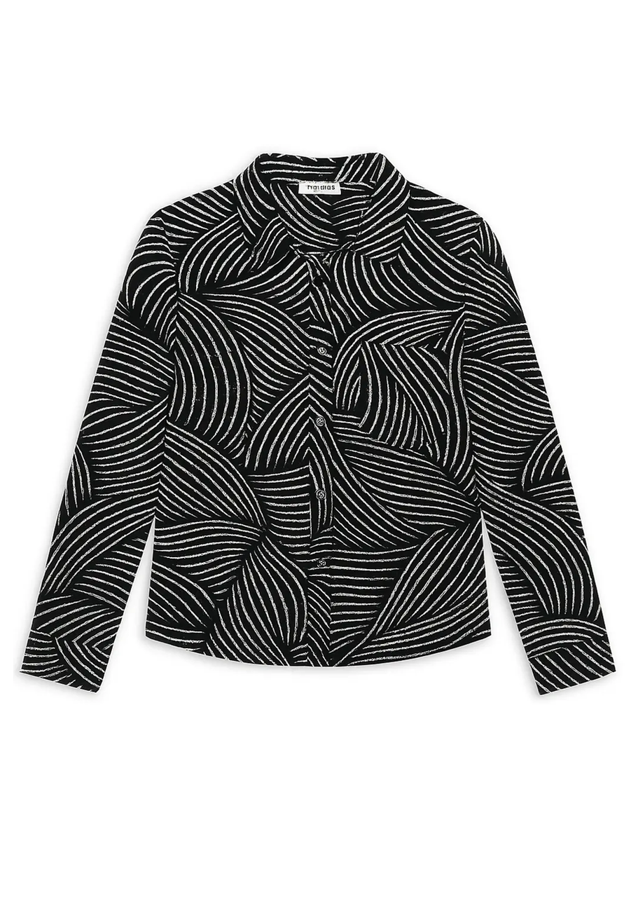 Жіноча сорочка з довгим рукавом і оригінальним принтом (809), фото 1