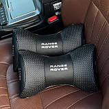 Подушка на підголовник в авто з логотипом Range Rover чорна 1 шт, фото 2