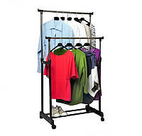 Телескопическая вешалка для одежды и обуви мобильная стойка для компактного хранения в малогабаритных квартирах